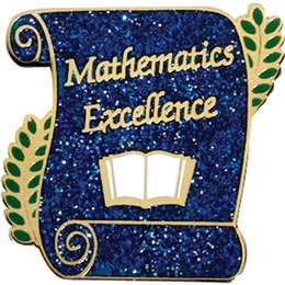 Math Award Pin - Blue Glitter Scroll