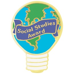 Social Studies Award Pin - Globe Light Bulb