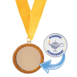 Gold Glitter Medallion with Sticker
