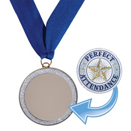 2.5 in Silver Glitter Medallion with Sticker