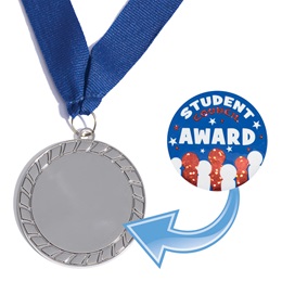 Silver Laurel Design Medallion with Sticker