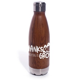 Thanks For Helping Us Grow Wood Tone Swiggy Bottle