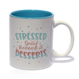 White Ceramic Coffee Mug - Stressed Spelled Backwards is Desserts