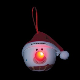 Light-up Snowman Custom Ornament With Santa Hat