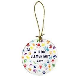 Full-color Custom Round Holiday Ornament - Handprints