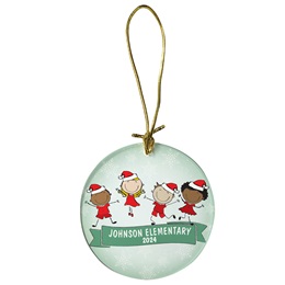 Full-color Custom Round Holiday Ornament - Cartoon Kids