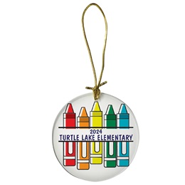 Full-color Custom Round Holiday Ornament - Crayons