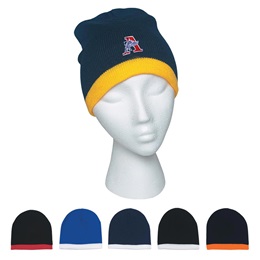 Knit Beanie with Wide Stripe